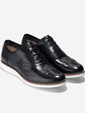 Cole Haan OriginalGrand Wingtip Oxford Black Leather Comfort Shoes Size 10B